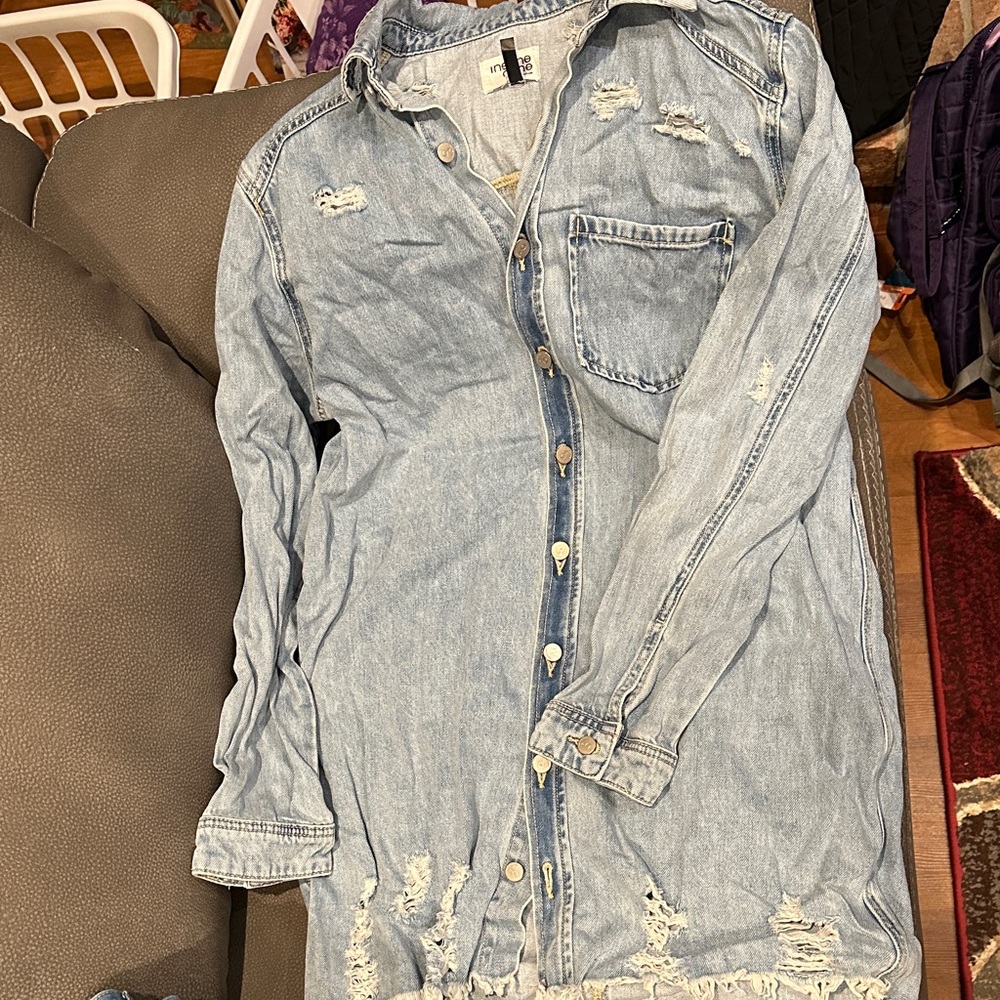 Denim Button-Up Midi Dress